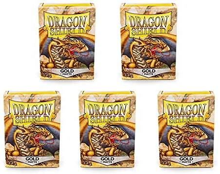 5 Packs Dragon Shield Matte Gold Standard Size 100 ct Card Sleeves Value Bundle!