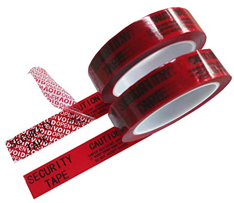 TamperSeals Group 2 Rollen 25mm x 50m Rot Total-Transfer Sicherheitsbänder | Sofortige Void Nachricht, Ultradicke Void Schicht, Universelle Oberfläche, SGS RoHs, Security Tape für Garantie & Beweis
