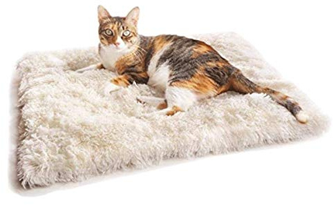 Hamkaw Self-warming Dog Bed Foldable Convertible Self Heating Plush Cat Bed Nest Machine Washable & Removable Thermal Pet Cushion Pad Mat Blanket for Travel Home Indoor Outdoor - Improved Sleep