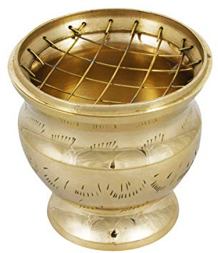 NKLaus Räuchergefäß Messing mit Gitter 9cm Weihrauchgefäß Weihrauchbrenner Räucher 2187