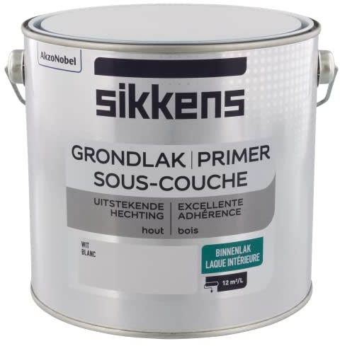 Sikkens - Peinture Sous-couche Laque pour Boiseries Intérieures - Excellente adhérence, garantie un résultat durable - Satin Blanc 2,5 L