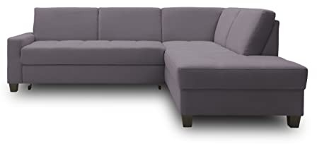 DOMO. collection Ecksofa Londrina, Schlaffunktion, dunkelgrau | Ottomane rechts mit Schlaffunktion, L-förmiges Schlafsofa mit Holzfuß und gemütlicher Polsterecke, 243 x 209 x 84 cm (BxTxH)