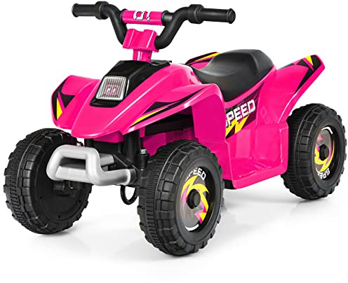 COSTWAY 6V Elektro Kinderquad 2,8-4,6 km/h, Mini Elektroquad, Kinderauto, Kindermotorrad, Kinder Quad, Elektroauto für Kinder ab 3 Jahren (Rosa)