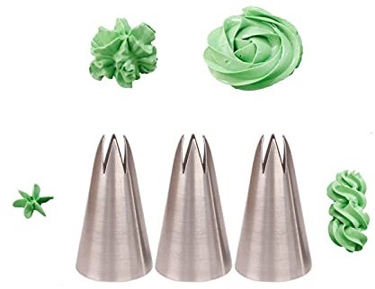 1M Piping Nozzle Set,3 Pcs Icing Nozzles 1M,Seamless 1M Open Star Piping Tip,1M Nozzle for Cake Decorating