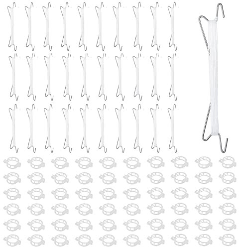 Tomatenhaken Metall,30 Stück Tomatenhaken mit 60 Pflanzenschnalle &10m Seil,Robuster Tomaten Haken,Tomatenstützhaken Pflanzen,Garden Tomato Hooks,Doppelte Tomatenhaken für Hängende Tomaten und Gurken