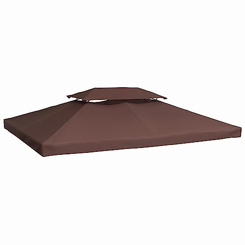 Telo Gazebo 3x4, con AIRVENT -MISURA UNIVERSALE- Tetto a 2 Livelli Di Ricambio, Pieghevole, Con Fori Drenaggio E Impermeabile, 180 g/㎡, Anti-UV 100%, PL, Installazione Facile, Marrone