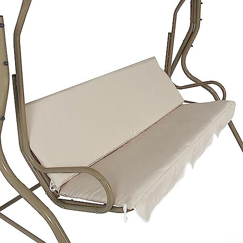ZYWUOY Replacement Swing Seat Cover, Garden Swing Replacement Cushion Cover 150cm Swing Cover Chair Waterproof Seat Pad Cover Fit for 2 and 3 Seater Swing Chairs, Beige