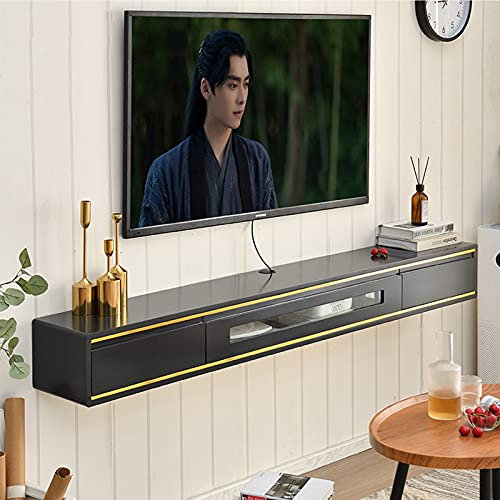 An der Wand montiertes/Videoregal, schwebender TV-Ständerschrank, Wohnzimmer-Schlafzimmer-TV-Komponentenregal mit 2 Schubladen, an der Wand montierte Medienkonsole, Set-Top-Box-Rack, 120 cm/a/120 cm