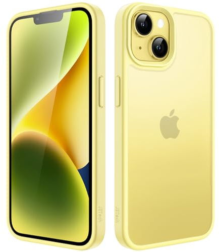 JETech Matte Hülle für iPhone 14, Gelb | Robuster Schutz, Matte Rückseite, Anti-Fingerabdruck, Stoßfestes Design