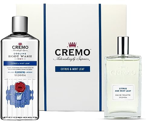 CREMO CITRUS & MINT LEAF Geschenk Set für Männer - Eau de toilette 100ml + Gel Douche 473ml - frischer, leichter Duft