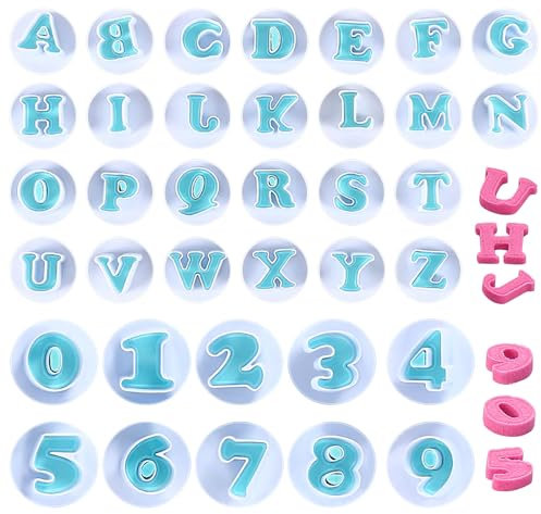 36Pcs Alphabet Cookie Cutter Letters Fondant Cake Decorating Icing Cutters,Fondant Alphabet Letter Cutters and Number Baking Mold for Baking Pie Wedding Birthday Christmas Party Cake Decoration