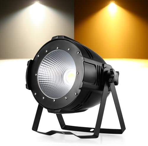 ZonQoonz 100W COB Par LED Luce da Palcoscenico Bianco Freddo/Caldo, Luci Palco Par LED con DMX512 Master-Slave, Faretto stroboscopico per Fotografia, Chiesa, Compleanno, Matrimonio, DJ, Discoteca