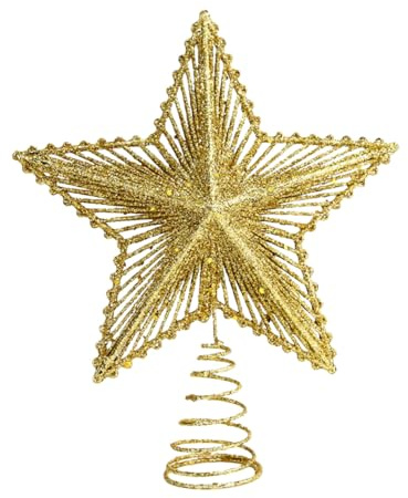 Christmas Tree Topper Star Hollow Out Treetop Xmas Gift DIY Christmas Tree Gold Sparkle Stars Ornaments Accessories