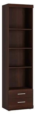 Lomadox Regal Wohnzimmer schmal 50 cm Nussbaum Wohnzimmerschrank Schrank Wohnzimmerregal Standregal