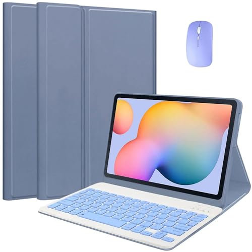 EHLCYS Custodia con Tastiera per Lenovo Tab M8 4a Generazione 8.0 Pollici 2023 (TB-300FU/TB-300XU), Tastiera Bluetooth Wireless Rimovibile, Custodia con Supporto Folio in Pu con Mouse,Viola
