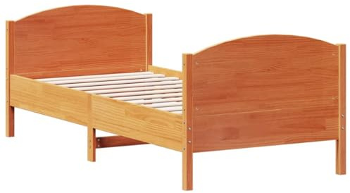 vidaXL Massivholzbett ohne Matratze Wachsbraun 100x200 Kiefernholz