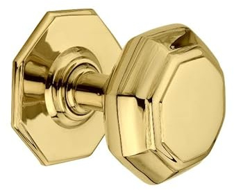 Infinity Decor Octagonal Solid Brass Large Centre Door Knob Pull Handles 80mm – Ideal for External and Internal Use (Polished Brass)