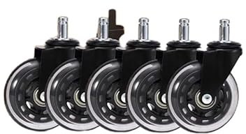 5PCS 3 Universal Mute Rad Bürostuhl Caster Ersatz 60KG Schwenk Gummi Weiche Sichere Rollen Möbel Hardware(Stem Diameter 10mm)