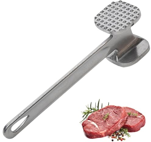 Convenient Meat Tenderizer Hammer for Steak, Chicken, Fish, Pork, Good Grips, Double Side, Heavyweight Metal Meat Tenderiser Pounder Mallet, Perfect Kitchen Tool (22.5cm)