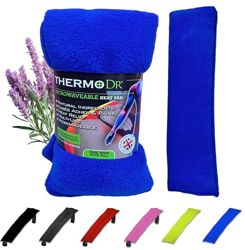 Wheat Bags Microwavable Heat Pack - Body Wrap Microwave Heat Pad UK Cleaned Wheat & Lavender for Body Discomfort - Back, Shoulder & Neck Heat Pad by ThermoDR - Royal Blue