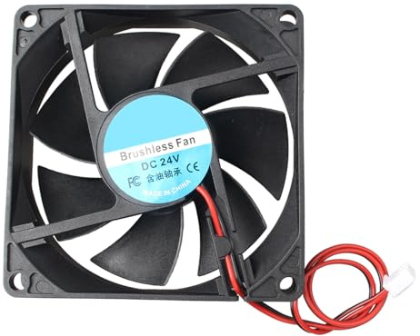 Jopto ventilador de enfriamiento silencioso sin escobillas 80 x 80 x 20 mm 8020 DC 24 V con terminal de 2 pines compatible con impresora 3D PC carcasa CPU enfriadores