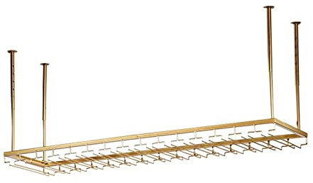 EsEntL Hängendes Weinglasregal, Deckendekoration, Stielglashalter, für Bars, Restaurants, Küchen, höhenverstellbar – Gold (Größe: 100 x 35 cm)