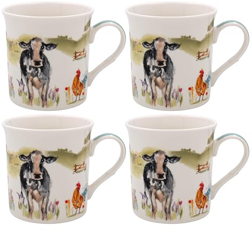 Lesser & Pavey Farmyard Mugs Set of 4 | Ceramic Coffee Mugs Set for Home or Work | Premium Design Mugs Set for All Occasions | Lovely Mugs for Tea, Coffee & Hot Drinks - Macneil Studios