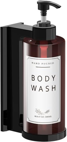 NICEME 1er Set Kunststoff Seifenspender 300ml Flasche - Plastik Shampoo Spender zum Befüllen - Pumpflasche + Aufkleber