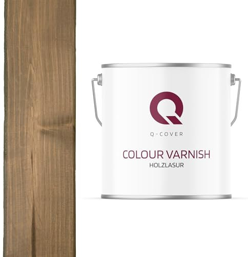 Q-Cover Holzlasur Braun-grau 7013, 5L (ca.25m²-1 Anstrich) Satin Holzschutz Holzschutzlasur Lasur Wasserbasierte Innen Außen Lasur Abperleffekt Für Holz