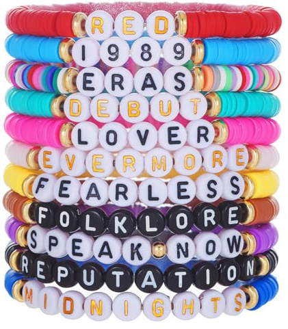 LINSIBEI Colorful Friendship Bracelets, taylor swift bracelets,11pcs T-a-y Bracelet Set-Singer Jewelry Accessories Birthday Gifts for Women and Girls (Style 1)