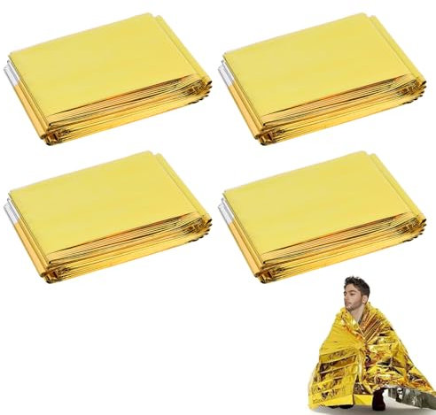 Coperta Emergenza Termica di Sopravvivenza, 210 * 160cm - Isotermica Oro/Argento, Riutilizzabile con Funzione di Salvataggio