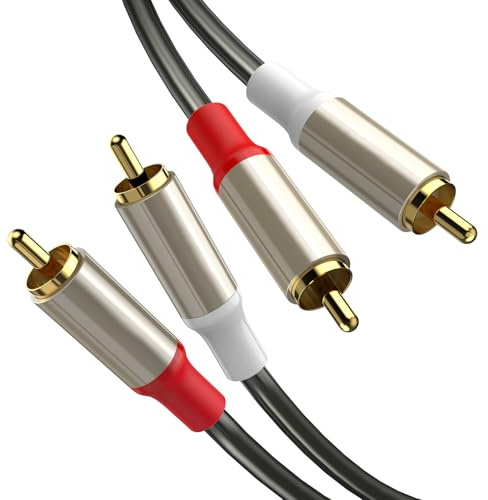 VIOY RCA Cable 5M, 2RCA Male to 2RCA Male Stereo Audio Cable | Pure Copper Core, PVC Jacket, Unbalanced RCA Subwoofer Cable for Home Theater, HDTV, Amplifiers, Hi-Fi Systems, Car Audio