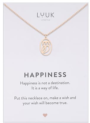 LUUK LIFESTYLE Filigrane Halskette mit Anhänger aus wasserfestem Edelstahl, Geschenk für Frauen, modernes Schmuck Design