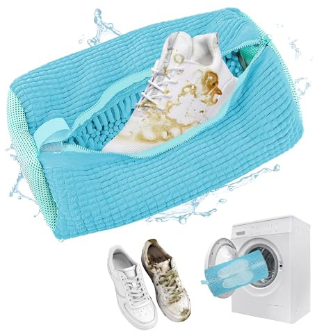 EUIOOVM Schuhwaschbeutel Waschmaschine Reißverschluss Wäschesack für Schuhe, Anti-Verformung, Leicht und Tragbar, Wiederverwendbares Wäschenetz, Laundry Shoe Bag für Sneaker (Blau 1 Stück)