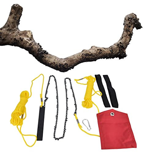 Beufee Scie à Corde de 48 Pouces, scie à Corde à Membres Hauts de 63 Dents, chaîne de scie tirée à la Main, scie à chaîne de Poche Pliante, scie à Membres pour la Taille des Arbres