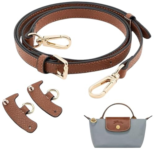 Amexo Schultergurt für Longchamp Tasche Damen, No-Punch Verstellbare Schultergurt für Taschen Schulterriemen Leder mit 2 Stück Schultergurtadapter für Crossbody Bag Handtaschengurt