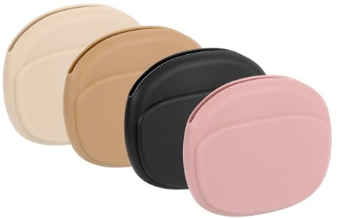 sourcing map 4pcs Earbuds Cases, Wired Earphone Case Holder Organizer, Silicone Ear Buds Case Small for USB Cable, Earphones, Black,Beige,Brown,Pink