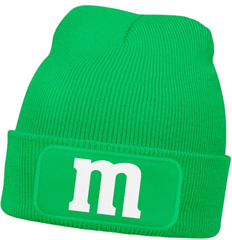 MoonWorks® Herren Beanie Patch Strickmütze mit Buchstabe M Aufdruck Fasching Karneval Lustig Mütze Männer