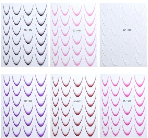 XOXVURI 6 Fogli di Adesivi per Unghie in PET Multicolor, Design Elegante e Versatile, Facili da Applicare, Ideali per Manicure e Regali