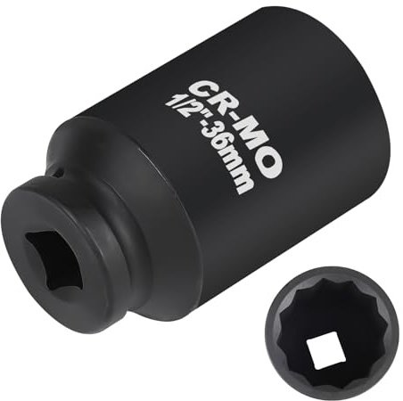 MIGUBIGU 36mm Douille 12 Pans, Douilles à Choc 1/2’’, Douille à Choc 12 Pans, Jeu de Douilles à Chocs en Acier au Chrome Vanadium