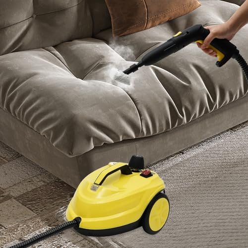 Pulitore a vapore a mano, 1800 ml, 2000 W, con 9 accessori per la rimozione delle macchie, pressione del vapore da 5 bar, per ammorbidire | cavo da 5 m
