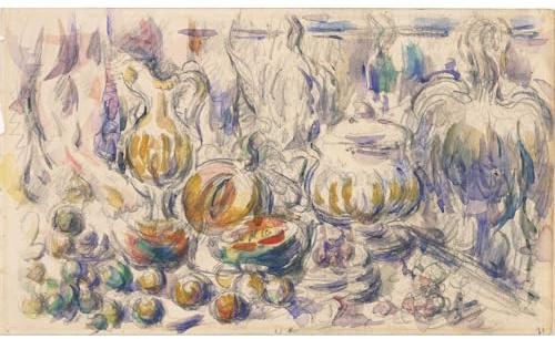 ARTICULOZY Impression sur toile décorative roulée – Cézanne – Pot et soupière – 101,6 x 127 cm | Reproduction aux couleurs vives | Art décoratif durable et durable