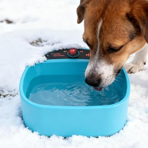 Ciotola Riscaldata per Cani, Diealles Shine Ciotolas Riscaldata per Animali Domestici da 2.5 L, Ciotola Riscaldatas per L'abbeveraggio Antigelo, Cavo Anti-Morso da 1.8 M, Ciotolas Riscaldatas per Cani