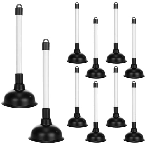 LemonRoad 10 Pcs Toilet Plungers Bulk 11.4 Inch Bathroom Bowl Brush Plungers Drain Pump Removes Clogs Tools with Plastic Handles for Bathroom Hotel Stores