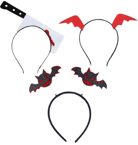 Mjzzh Ensemble de 3 bandeaux pour Halloween, modèles couteau de cuisine, chauve-souris et ailes, accessoires pour costumes d'Halloween pour femmes, déguisements, fêtes, jeux de rôle.
