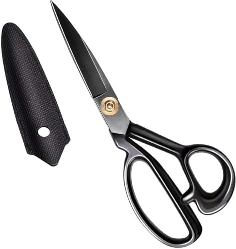 WUTA Professionelle Schneiderschere für Leder und Stoff, Extrem Scharfe Leder Schere,Schwar 21.4 cm