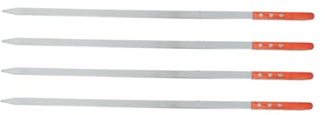ARTIBETTER Brochetas Planas de Acero Inoxidable 50 CM Mango de Madera Pack de 4 Unidades Resistentes a Altas Temperaturas para Barbacoa Camping y Reuniones al Aire Libre