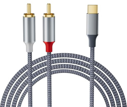 Dalimee Câble adaptateur USB-C vers RCA audio, RCA vers USB-C, type C vers 2RCA stéréo, compatible avec iPhone 17/16/15, iPad, MacBook, smartphone, ordinateur portable, home cinéma, DVD, haut-parleurs