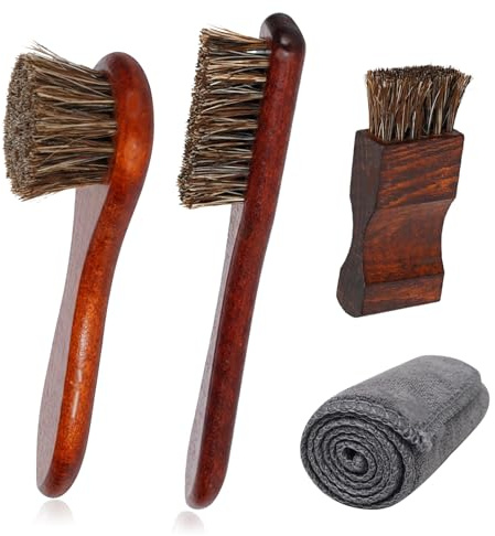 ZhongShuang 4 teiliges Premium Schuhpflege Set Wildlederbürsten Mit Mikrofasertuch Für Leder Wildleder Schuhe Stiefel Taschen