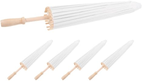 KAILIKETIY Sombrillas de Papel Tradicionales de Bambú y Papel de Aceite, Portátiles y Ligeras, Ideales para Bodas y Festivales, Paquete de 5 Unidades